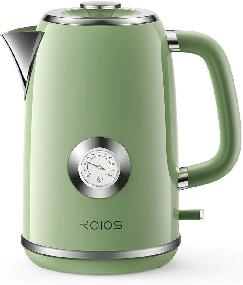 Electric Kettle 1.8L with Temperature Gauge, 1500W Fast Boiling Electric Tea Kettle, 100% Stainless Steel Retro-Style Hot Water Kettle Electric - Glowing LED Light, Auto Shut-Off & Boil-Dry Protection - Product Image