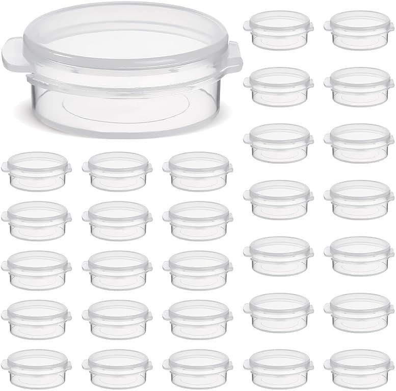 Liobelon 30 Pack 10g/0.34oz Clear Plastic Sample Jars with Snap Lids, Mini Travel-Size Cosmetic Containers for Cream, Skincare, Powder, Jewelry - Product Image