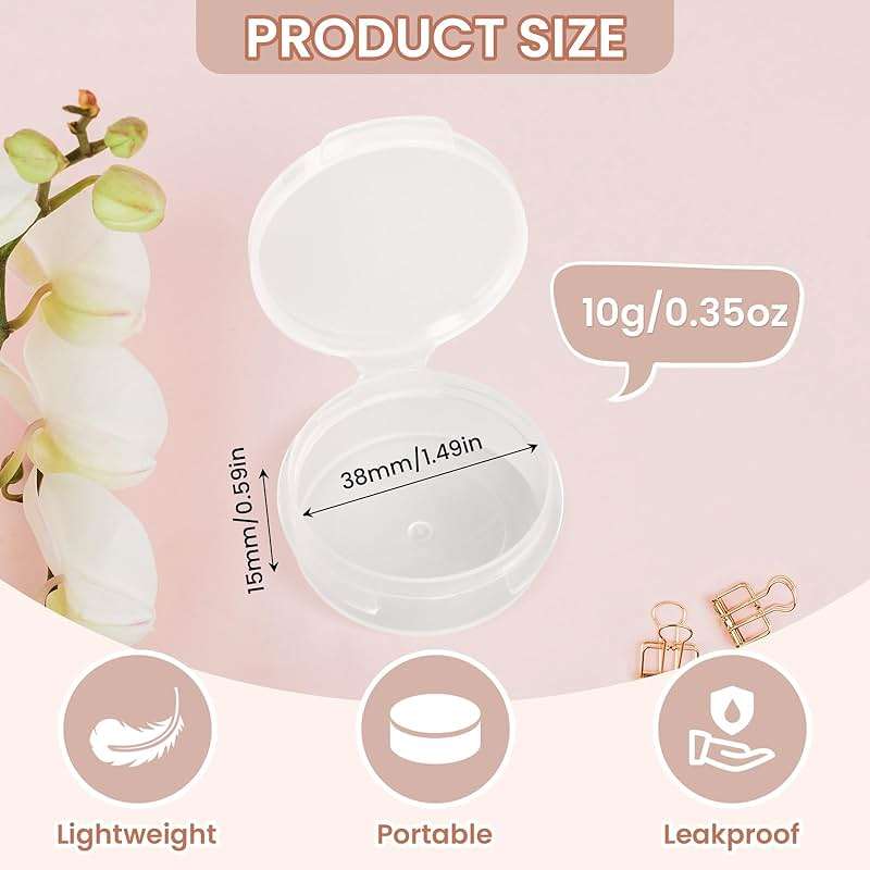 Liobelon 30 Pack 10g/0.34oz Clear Plastic Sample Jars with Snap Lids, Mini Travel-Size Cosmetic Containers for Cream, Skincare, Powder, Jewelry - Image 3