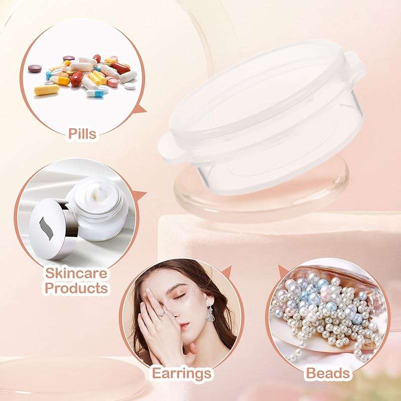 Liobelon 30 Pack 10g/0.34oz Clear Plastic Sample Jars with Snap Lids, Mini Travel-Size Cosmetic Containers for Cream, Skincare, Powder, Jewelry - Image 7