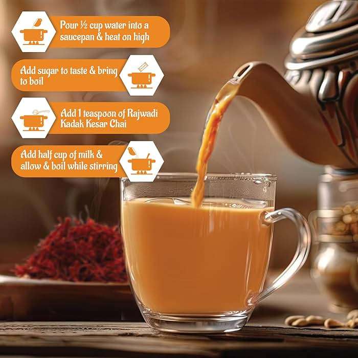 JAWAI RAJWADI KADAK KESAR CHAI TEA, Saffron Tea, Loose Leaf Black Tea (100 Cups/8.8 oz), Authentic Indian Tea with Saffron, Premium Flavor Chai Blend for Chai Latte, Hot & Traditional Brewing - Image 7
