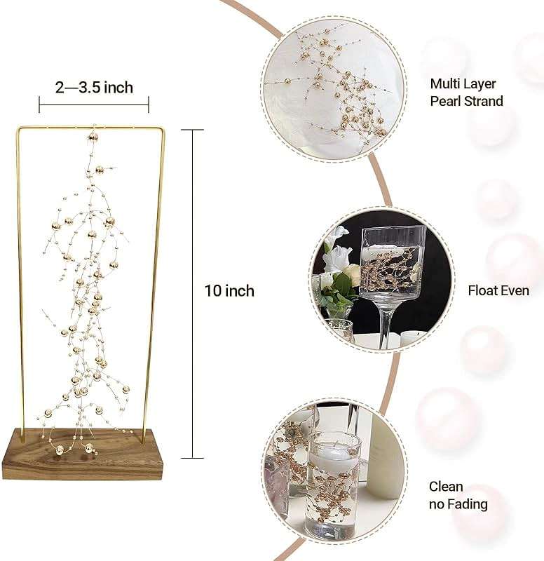 TeaSu 24Pcs Pearl String for Floating Candle Centerpieces, Pearl Vase Filler Decor for Wedding Centerpieces (Champagne Gold) - Image 3