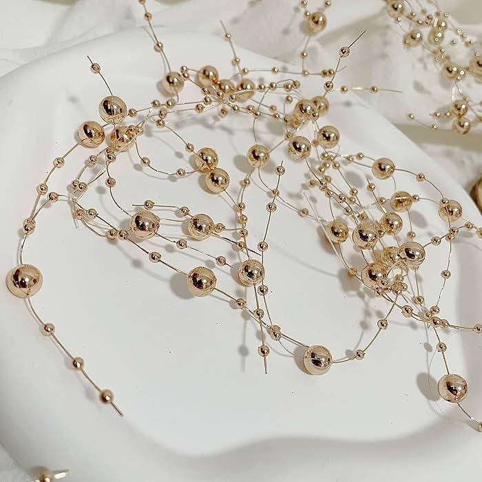 TeaSu 24Pcs Pearl String for Floating Candle Centerpieces, Pearl Vase Filler Decor for Wedding Centerpieces (Champagne Gold) - Image 5