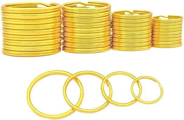 ZoloAJay 40 Pack Golden Key Ring Keychain Assorted in 4 Sizes Metal Round Split Key Chains Rings for Home Car Dog Tag Office Lanyards Keys Attachment - Product Image