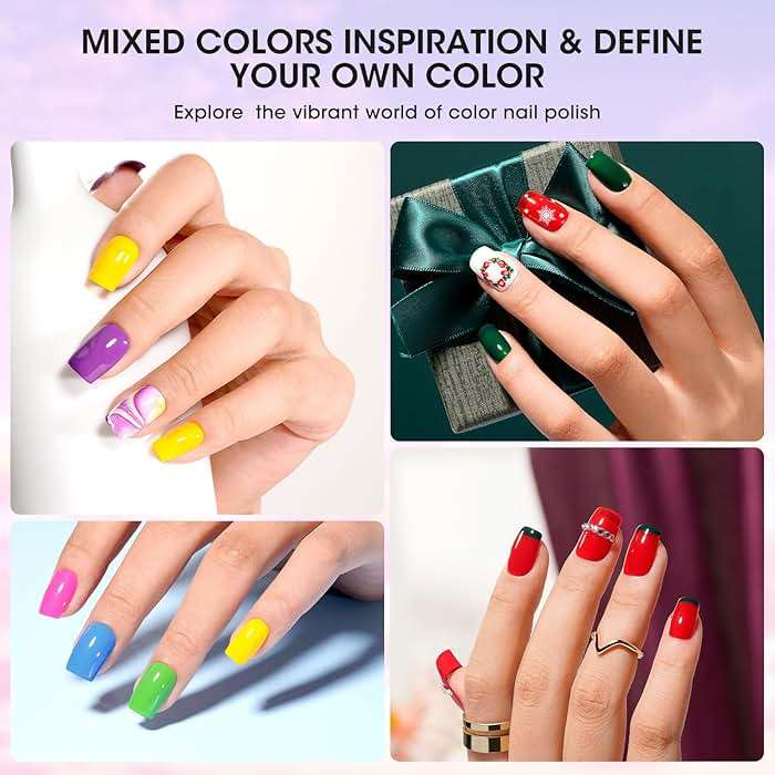 Nailshion Nail Polish 10ml 16 Colors Rainbow Air Dry Regular Nail Polish Set with Base Top Coat & Remover Pads| White Red Classic French Fingernail Polishes Non-gel Bulk Gift for Nail Art Lovers - Image 3