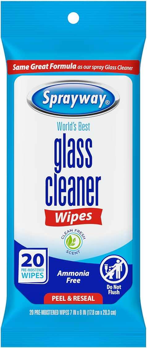 Sprayway Glass Cleaner Wipes, 20ct, Pack of 6 | On-the-Go Resealable Package, Pre-Moistened | Original Ammonia-Free Formula | Removes Fingerprints, Dust, Dirt | All Glass Surfaces - Image 2