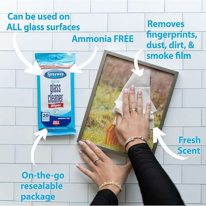 Sprayway Glass Cleaner Wipes, 20ct, Pack of 6 | On-the-Go Resealable Package, Pre-Moistened | Original Ammonia-Free Formula | Removes Fingerprints, Dust, Dirt | All Glass Surfaces - Image 4