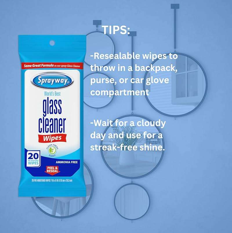 Sprayway Glass Cleaner Wipes, 20ct, Pack of 6 | On-the-Go Resealable Package, Pre-Moistened | Original Ammonia-Free Formula | Removes Fingerprints, Dust, Dirt | All Glass Surfaces - Image 5