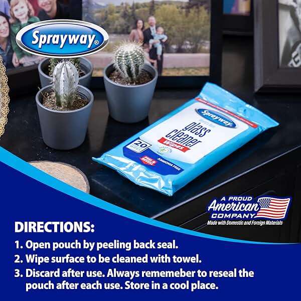 Sprayway Glass Cleaner Wipes, 20ct, Pack of 6 | On-the-Go Resealable Package, Pre-Moistened | Original Ammonia-Free Formula | Removes Fingerprints, Dust, Dirt | All Glass Surfaces - Image 7