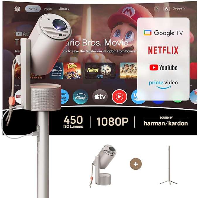 XGIMI MoGo 3 Pro NEW Outdoor Projector with PowerBase Stand, 2.5hrs Battery, Google TV with Licensed Netflix, Build-in Adjustable Stand, 450 ISO Lumens, ISA 2.0, 2 x 5W Harman Kardon - Image 2