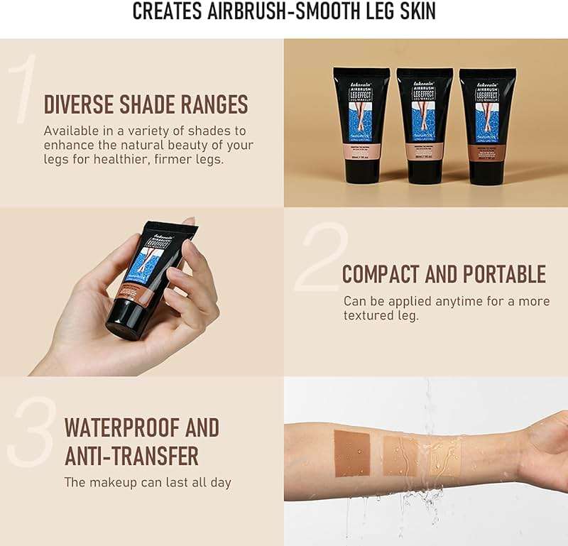 Waterproof Leg Makeup No Transfer,Full Coverage Body Concealer for Legs, Vein Cover-Up Cream, Even Skin Tone, Natural Tan Finish, Instant Tanning Flawless Legs,Body Foundation (#01 FAIREST GLOW, 30ML) - Image 4