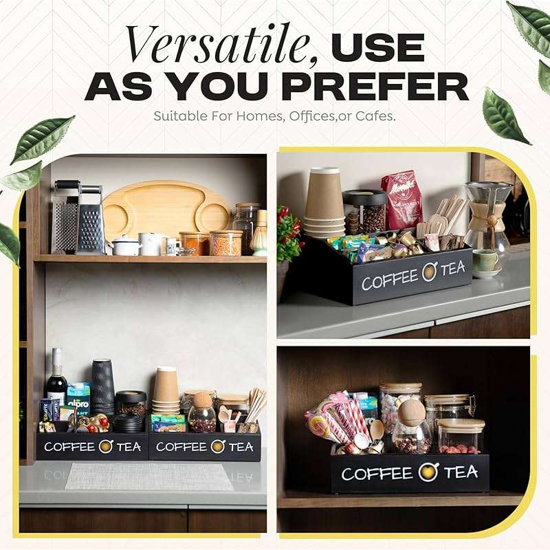 Vinvoli Coffee Station Organizer – Premium 2025 All-in-One Coffee Bar & Tea Organizer for Bar Accessories, Tea Storage, and Decor - Image 3
