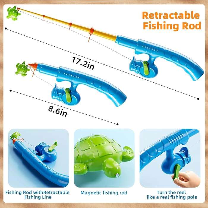 NIPLOOOW Magnetic Fishing Game Pool Toys for Kids 3-5, Water Table Bathtub Kiddie Party Toy with Pole Rod Net Plastic Floating Fish, Outdoor Toys for Kids Age 3 4 5 6 7 8 Year Old - Image 3