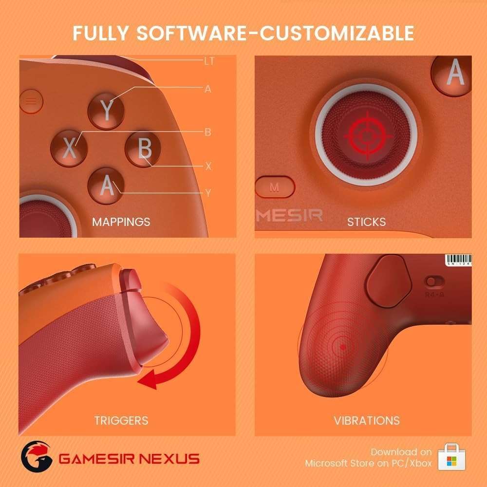 GameSir G7 SE Wired Controller for Xbox Series X|S, Xbox One & Windows 10/11, Plug and Play Gaming Gamepad with Hall Effect Joysticks/Hall Trigger, 3.5mm Audio Jack (Orange) - Image 4
