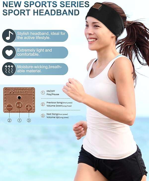 Mixiba 2-Pack Sleeping Headphones, Headband Headphones with Ultra-Thin HD Stereo Speaker, Bluetooth Headband for Sports, Workouts, Insomnia, Yoga, Air Travel, Meditation - Black&Grey - Image 4