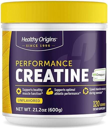 Healthy Origins® Performance Creatine with Creapure®, Unflavored Powder, Supports Muscle Function, Energy & Recovery, 21.2oz (600g), 120 Servings - Image 1