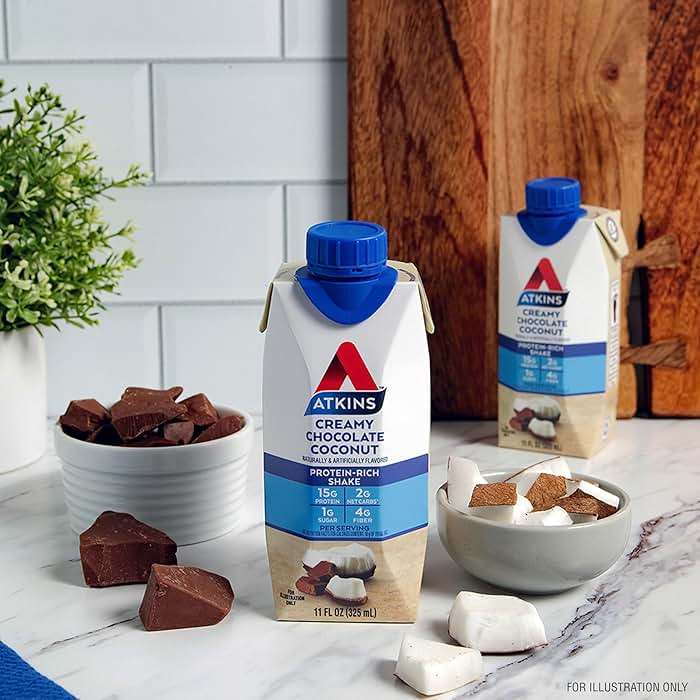 Atkins Creamy Chocolate Coconut Protein Shake, 15g Protein, 2g Net Carbs, 1g Sugar, Keto Friendly, 12 Count - Image 4