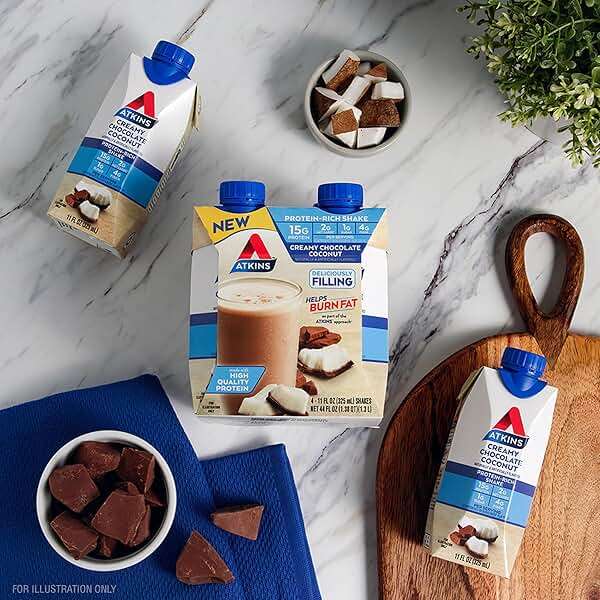 Atkins Creamy Chocolate Coconut Protein Shake, 15g Protein, 2g Net Carbs, 1g Sugar, Keto Friendly, 12 Count - Image 5