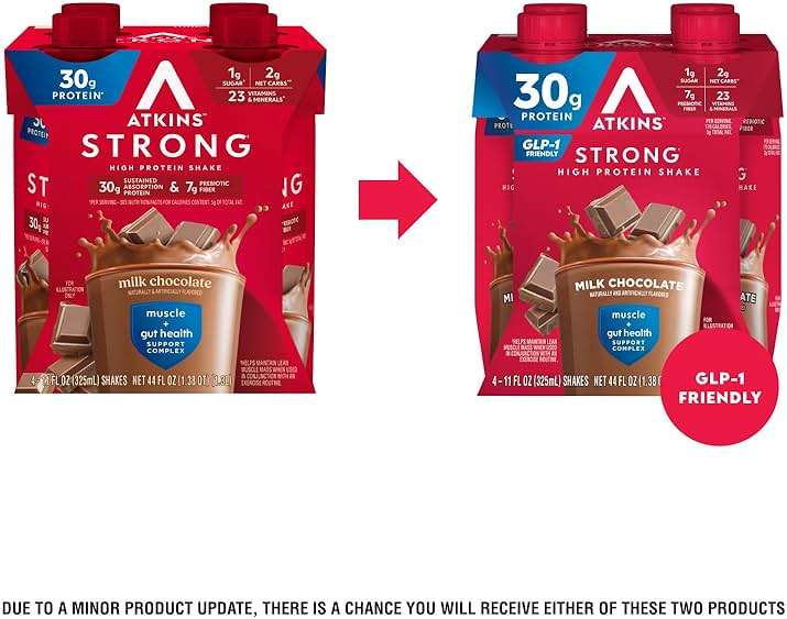 Atkins Strong High Protein Shake, Milk Chocolate, 30g Protein, 7g Prebiotic Fiber, 1g Sugar, GLP-1 Support, Muscle & Gut Health Support Complex, 12 Count - Image 3
