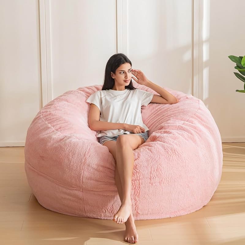 MAXYOYO Bean Bag Chair for Adults, Large 4 ft Bean Bag Chair with Foam Filling, Ultra Soft Fur Lazy Sofa for Living Room Bedroom, Machine Washable Cover - Product Image