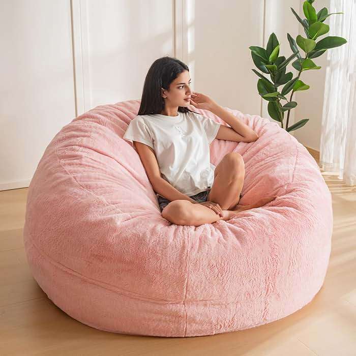 MAXYOYO Bean Bag Chair for Adults, Large 4 ft Bean Bag Chair with Foam Filling, Ultra Soft Fur Lazy Sofa for Living Room Bedroom, Machine Washable Cover - Image 3