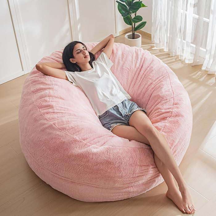 MAXYOYO Bean Bag Chair for Adults, Large 4 ft Bean Bag Chair with Foam Filling, Ultra Soft Fur Lazy Sofa for Living Room Bedroom, Machine Washable Cover - Image 4