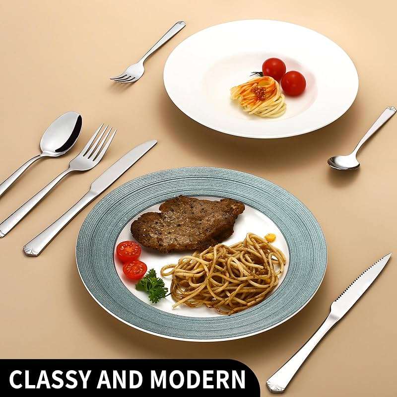 72 Piece Silverware Set for 12, Prendcyx Stainless Steel Flatware Set wtih Steak Knives, Food-Grade Tableware Cutlery Set, Mirror Polished Utensil Sets for Home Restaurant - Image 5