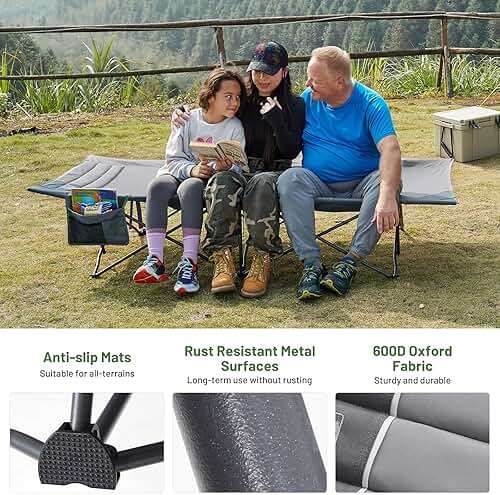 Timber Ridge Extra Wide Heavy Duty Camping Cot for Adult, Easy Set Up Oversized Sleeping Cot with Carry Bag for Camping, Travel and Outdoors, Support up to 450lbs - Image 4