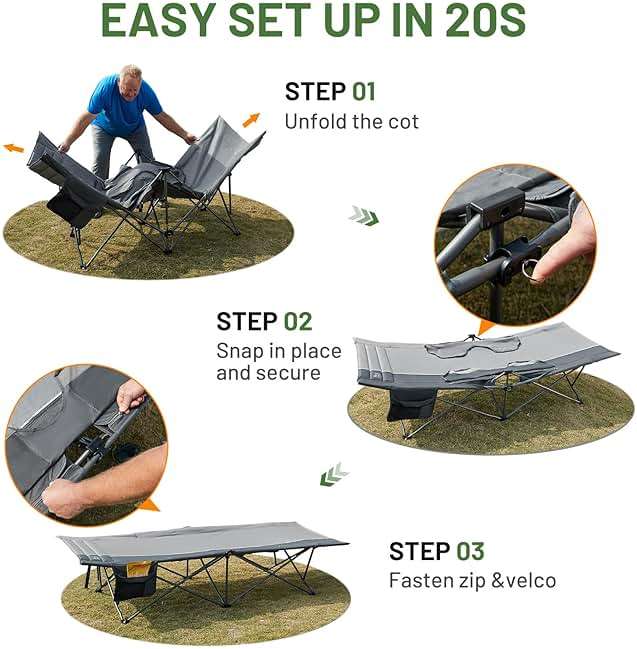 Timber Ridge Extra Wide Heavy Duty Camping Cot for Adult, Easy Set Up Oversized Sleeping Cot with Carry Bag for Camping, Travel and Outdoors, Support up to 450lbs - Image 8