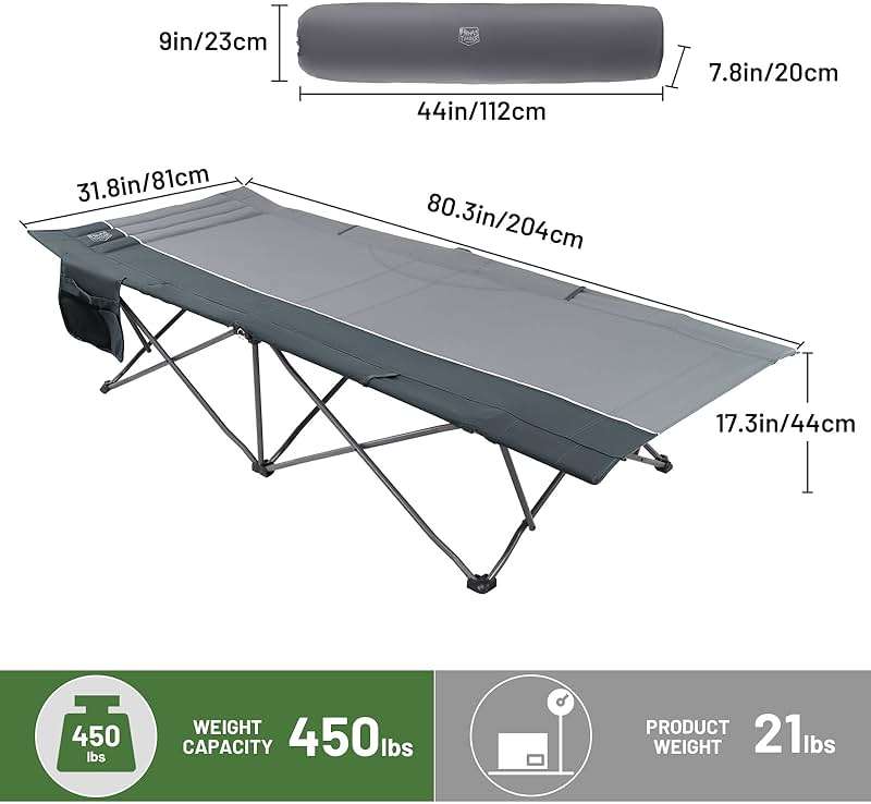 Timber Ridge Extra Wide Heavy Duty Camping Cot for Adult, Easy Set Up Oversized Sleeping Cot with Carry Bag for Camping, Travel and Outdoors, Support up to 450lbs - Image 9