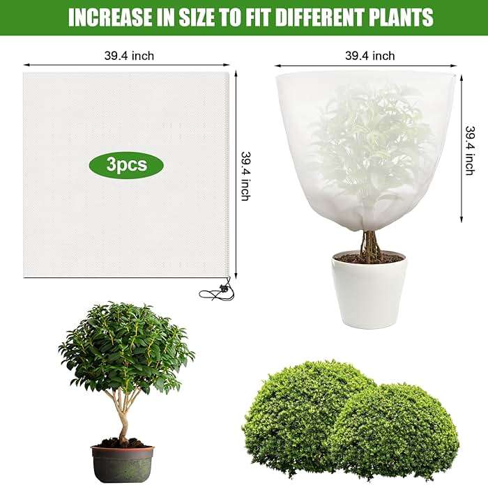 NNG 5PCS Winter Plant Covers Freeze Protection 39.4x39.4Inch Frost Blanket Shrub Covers with Drawstring Plant Protector Shrub Jacket Winter Tree Cover for Outdoor Plants, Shrub Potted Plants - Image 2