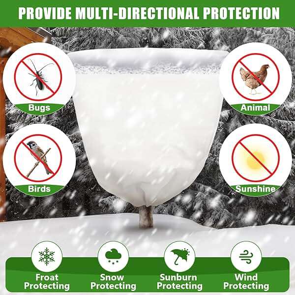 NNG 5PCS Winter Plant Covers Freeze Protection 39.4x39.4Inch Frost Blanket Shrub Covers with Drawstring Plant Protector Shrub Jacket Winter Tree Cover for Outdoor Plants, Shrub Potted Plants - Image 3