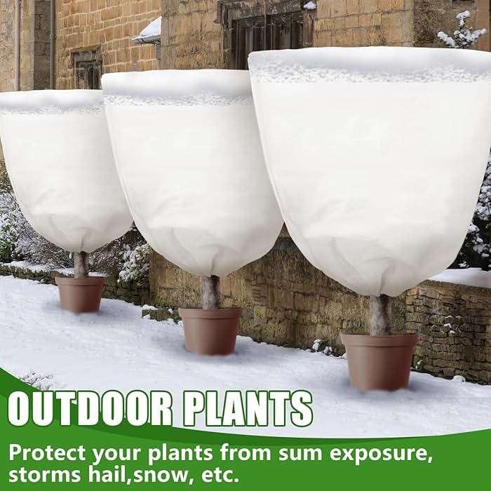 NNG 5PCS Winter Plant Covers Freeze Protection 39.4x39.4Inch Frost Blanket Shrub Covers with Drawstring Plant Protector Shrub Jacket Winter Tree Cover for Outdoor Plants, Shrub Potted Plants - Image 4