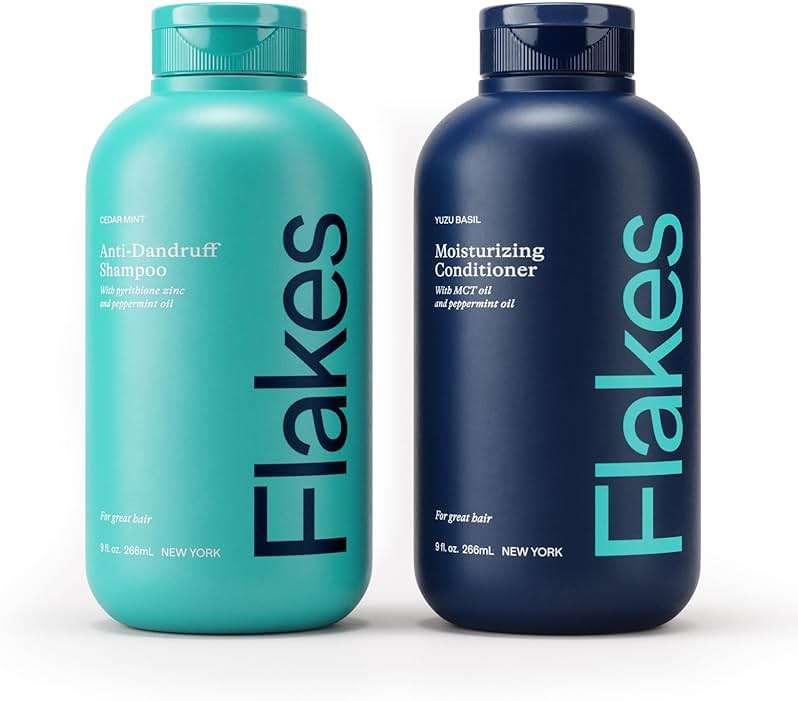 Flakes Anti Dandruff Shampoo and Conditioner Set | Dry, Flaky, & Itchy Scalp Shampoo | Sulfate & Paraben Free for Healthy Hair | Hydrating Shampoo and Moisturizing Conditioner for Scalp Care | 9 fl oz - Image 1