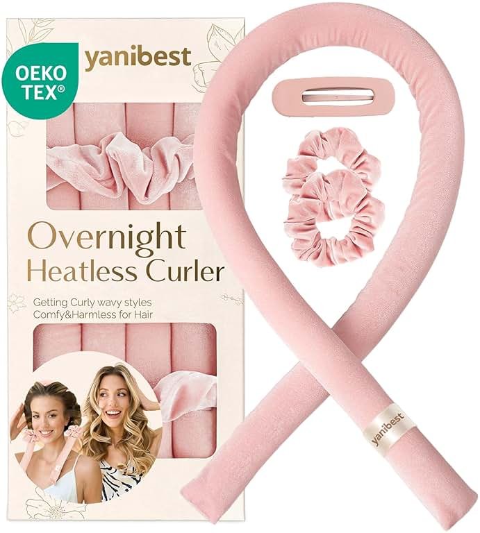 Yanibest Heatless Hair Curler to Sleep in, Overnight Curl Headband for Natural Wavy Curls, No Heat Soft Hair Curler Set with Hair Clip Scrunchies for Styling, No Slip Heatless Curls - Product Image
