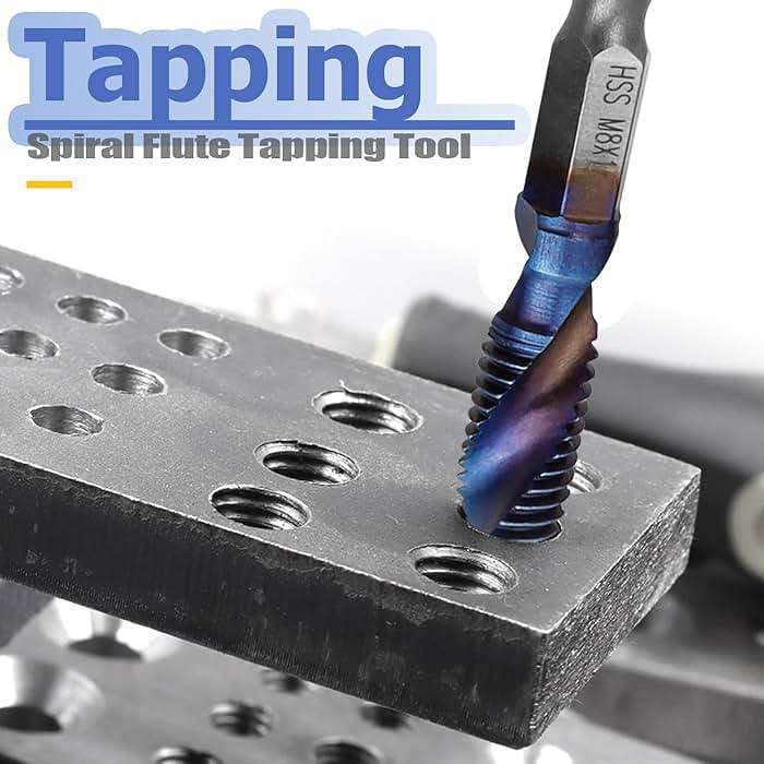 Mesee 6 Pieces HSS Tap Drill Bit Set M3 M4 M5 M6 M8 M10 Combination Drill & Taps Bits Hex Shank Blue Coated Spiral Screw Thread Tapping Tools for Drilling, Chamfering and Countersinking - Image 4