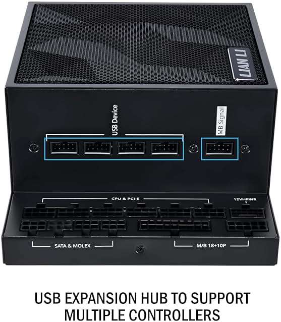 Lian Li Edge Series-1000W Full Modular Power Supply-80 Plus Platinum-ATX 3.0, 3.1-PCIE 5.1-L-Shape Design for Dual Chamber Case-120mm FDB Fan-Supports up to 4X USB Devices-Black (EG1000BE.US) - Image 4