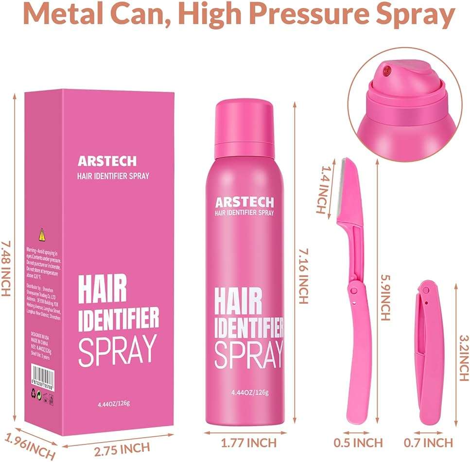 Hair Identifier Spray for Face Shaving Dermaplaning Tool Skin Body Dermaplaning Spray for Women with 4 Face Razor for Face Shaver Hair Removal Kit Excess Hair Dermaplane Razor for Women Face - Image 2