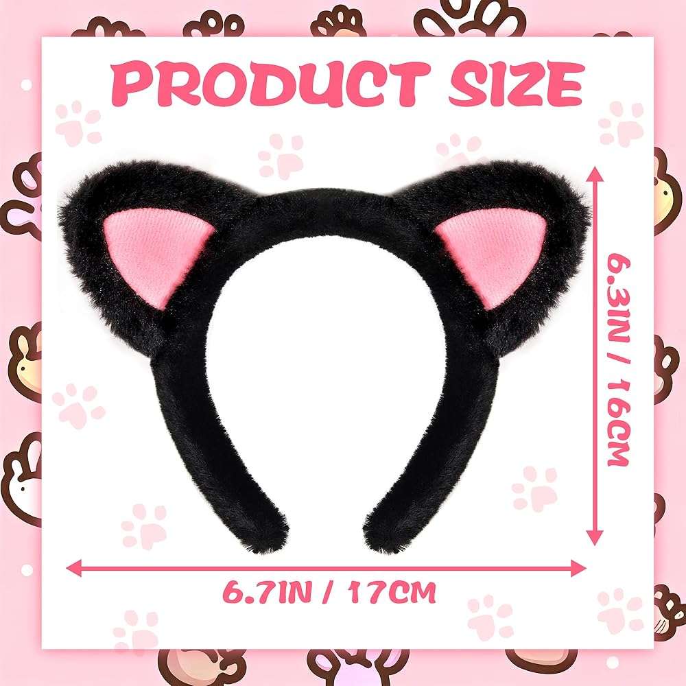 Parma77 Cat Ears Headband, Plush Soft Black Cat Ears Halloween Cosplay Headband Costume Accessories for Makeup, Shower - Image 6
