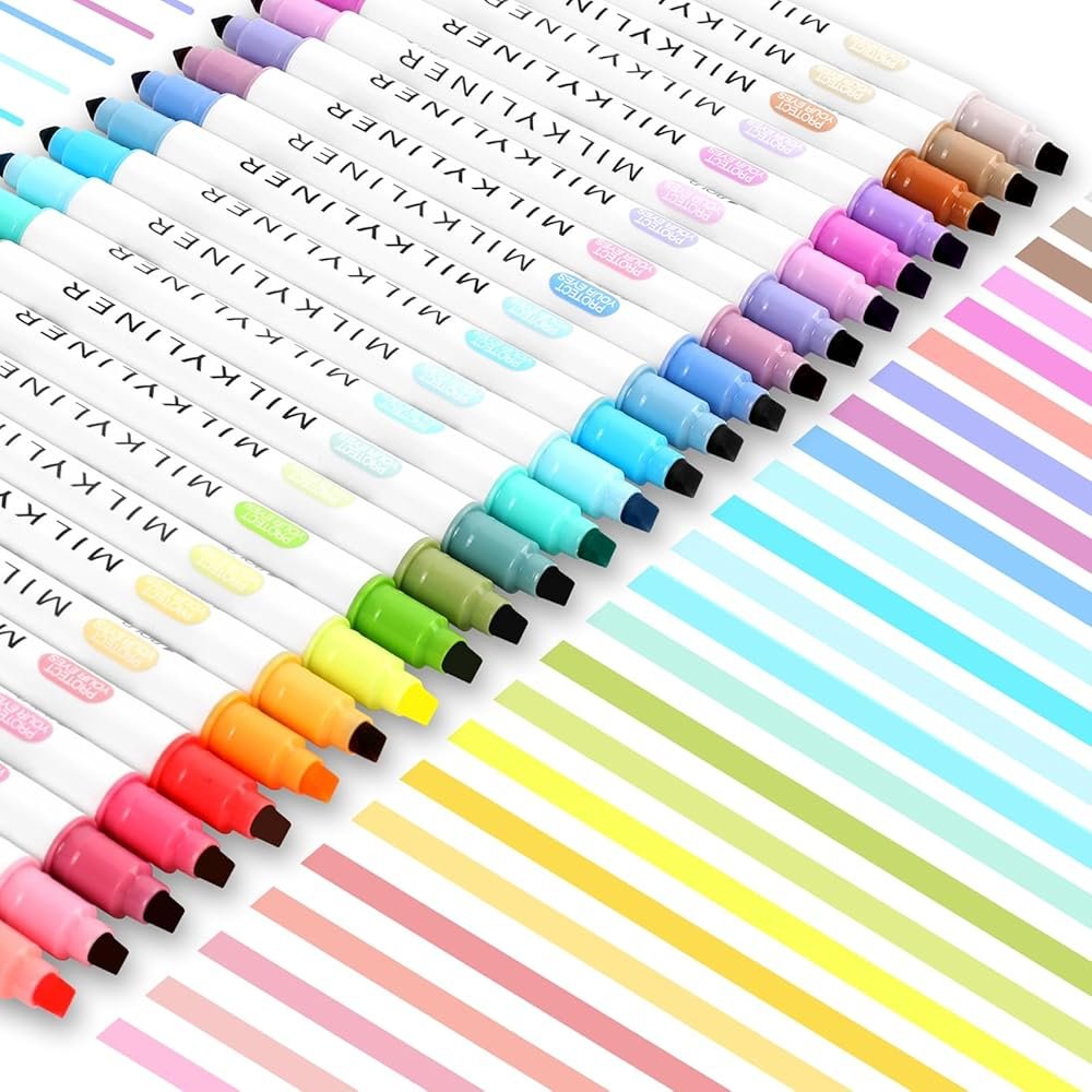 HANKU Pastel Highlighters 24 Pack, Dual Tip No Bleed Bible Highlighters Assorted Colors, Pastel Highlighter Markers for Bible Study Journaling Back to School Office Supplies - Product Image