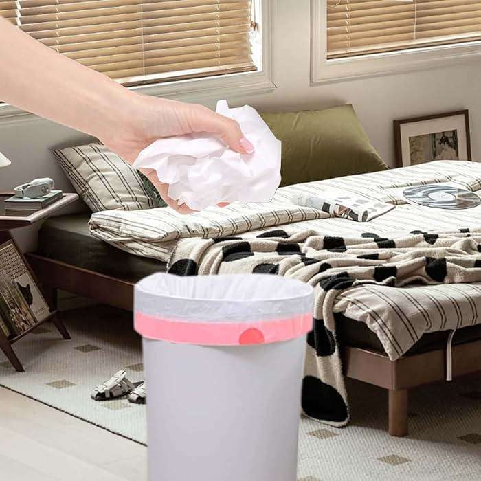 WAIKAS 13 Gallon Trash Bags Drawstring, Pack of 28 Garbage Bags for Kitchen and Home Use, 63x70cm Size, 12g/pcs, Unscented, White - Image 2
