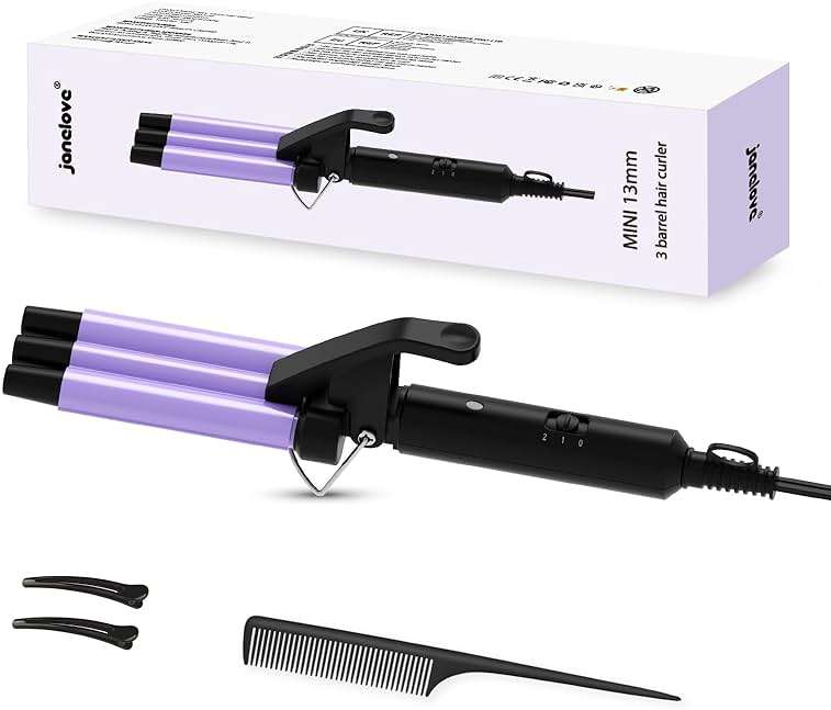 janelove Upgraded Hair Crimper 2 Adjustable Temperature, 1/2 Inch Beach Waves Curling Iron, Hair Waver for Short & Medium Hair, Home and Travel Friendly Crimper Hair Tool, Dual Voltage - Image 1