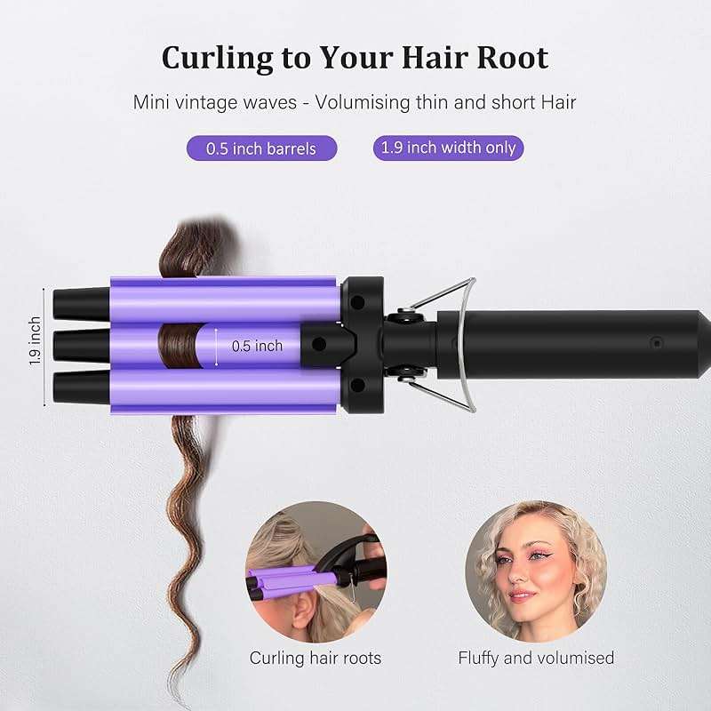 janelove Upgraded Hair Crimper 2 Adjustable Temperature, 1/2 Inch Beach Waves Curling Iron, Hair Waver for Short & Medium Hair, Home and Travel Friendly Crimper Hair Tool, Dual Voltage - Image 4