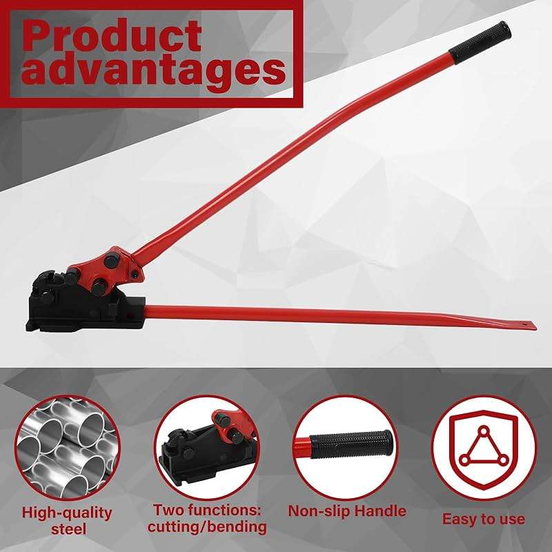 Threlaco Rebar Bender & Cutter 2 in 1 Rod Bender Metal Bending Tool Manual Effortlessly Cut and Bend Rebar up to 5/8" Bending Machine, Red - Image 3