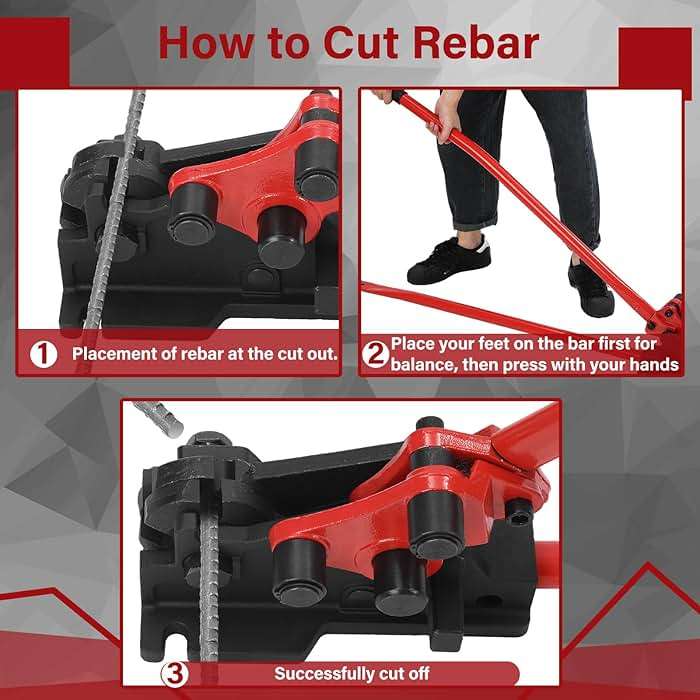 Threlaco Rebar Bender & Cutter 2 in 1 Rod Bender Metal Bending Tool Manual Effortlessly Cut and Bend Rebar up to 5/8" Bending Machine, Red - Image 5