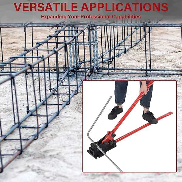 Threlaco Rebar Bender & Cutter 2 in 1 Rod Bender Metal Bending Tool Manual Effortlessly Cut and Bend Rebar up to 5/8" Bending Machine, Red - Image 6