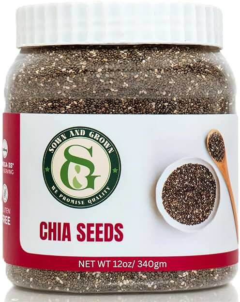 Sown-and-Grown Chia Seeds- 12oz Omega-3, Non-GMO, Keto Friendly, Source of Fiber and Chia Seeds for Weight Management - Product Image