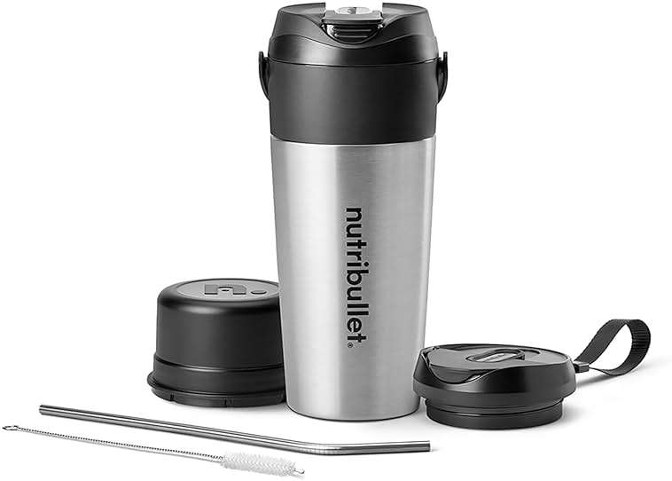 nutribullet Flip Portable Blender with Insulated Cup, Cordless, Brushed Stainless, NBPB50350SS - Image 1