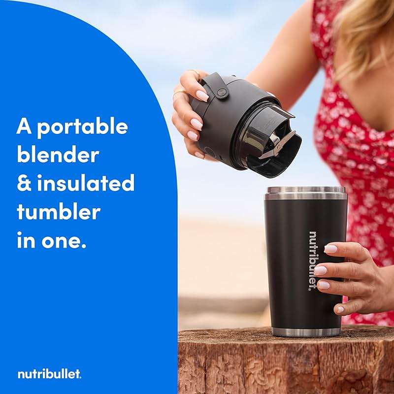 nutribullet Flip Portable Blender with Insulated Cup, Cordless, Brushed Stainless, NBPB50350SS - Image 2