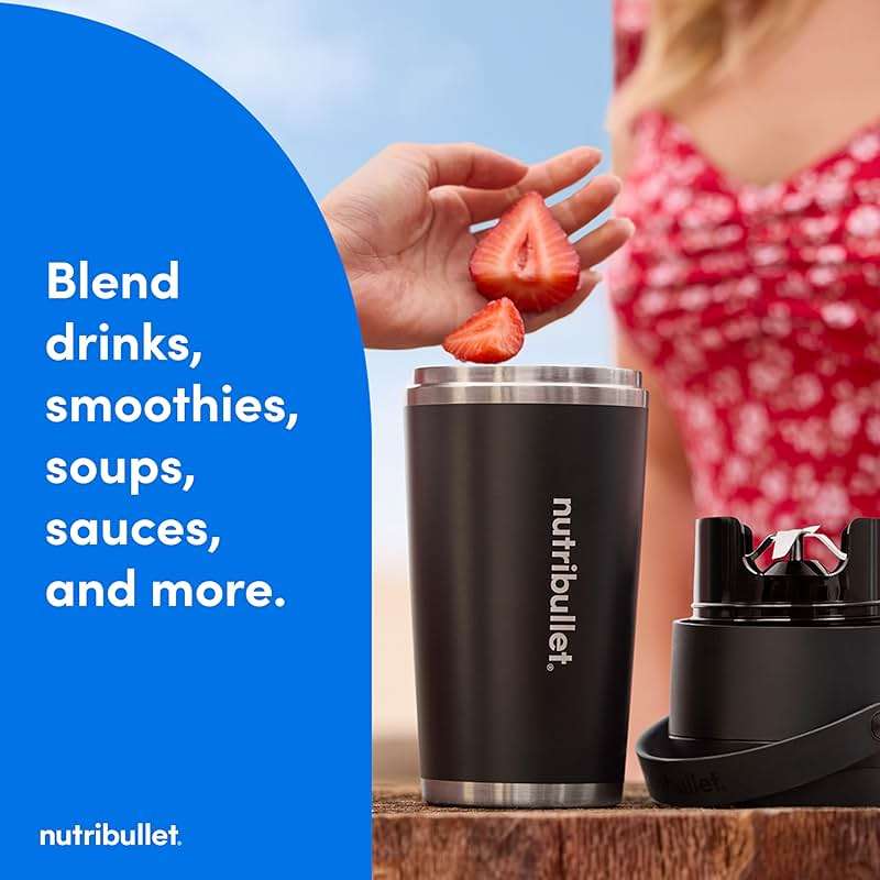 nutribullet Flip Portable Blender with Insulated Cup, Cordless, Brushed Stainless, NBPB50350SS - Image 14